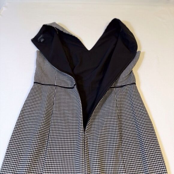 Women Ann Taylor Houndstooth Flounce‎ Sheath Dress Black /White Sz 6 Work Office - Picture 13 of 15